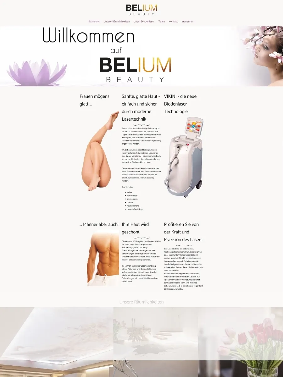 Alte Website von Belium Beauty