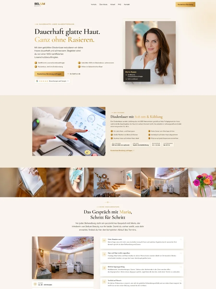 Neue Website von Belium Beauty, von uns erstellt