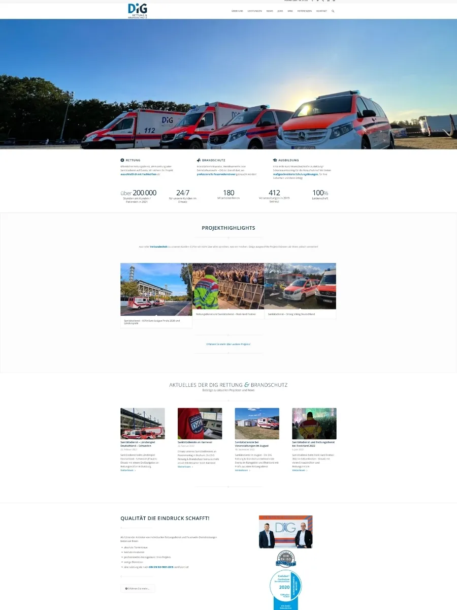 Alte Website von DiG GmbH Rettung & Brandschutz
