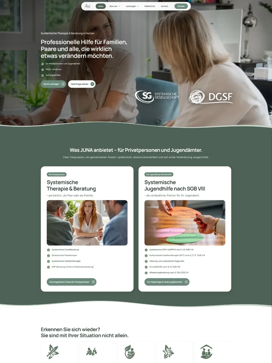 Neue Website von JUNA GbR, von uns erstellt