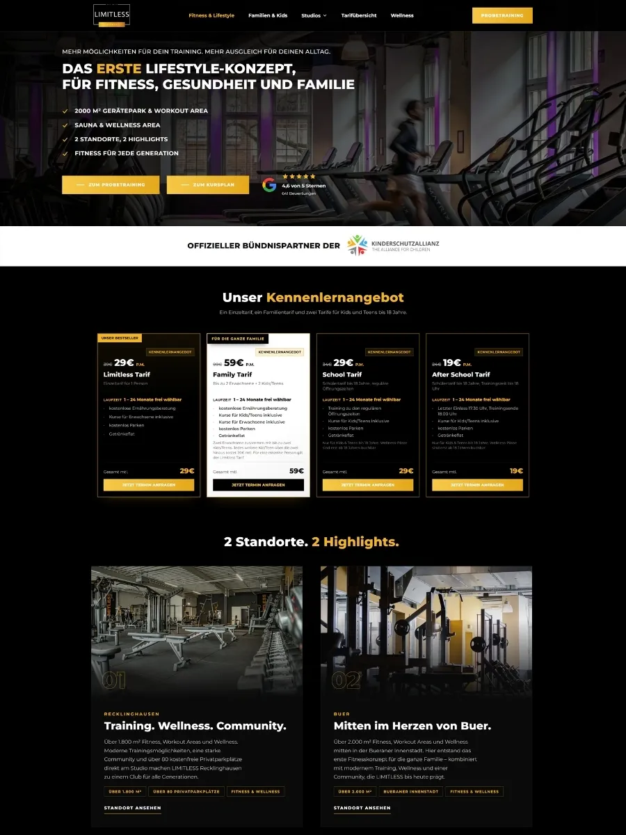 Neue Website von Limitless Lifestyle, von uns erstellt
