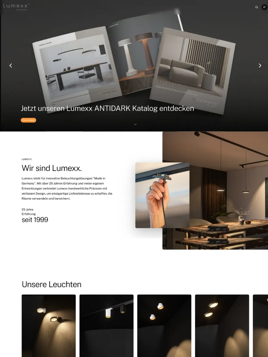 Neue Website von LUMEXX light systems GmbH, von uns erstellt